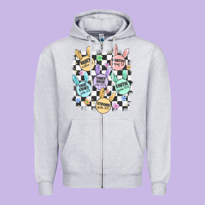 Easter Bunny Candy Zipper Hoodie Designed By Maliassmallbusiness
