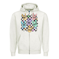 Oatmeal Heather easter bunny candy Zipper Hoodie - MaliasSmallBusiness
