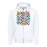 White easter bunny candy Zipper Hoodie - MaliasSmallBusiness