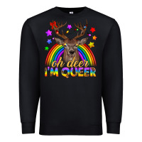 Black LGBTQ+ Oh Deer I'm Queer Premium Sweatshirt - BundleAndBundleShop