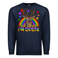 Navy LGBTQ+ Oh Deer I'm Queer Premium Sweatshirt - BundleAndBundleShop