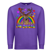 Purple LGBTQ+ Oh Deer I'm Queer Premium Sweatshirt - BundleAndBundleShop
