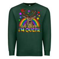 Sports Green LGBTQ+ Oh Deer I'm Queer Premium Sweatshirt - BundleAndBundleShop