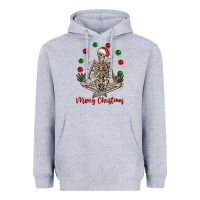 Heather Grey Merry Christmas skeleton Heavyweight Hoodie - NancyCooperArtShop