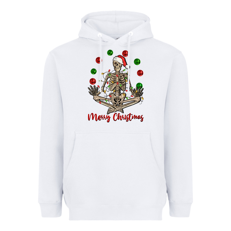 Merry Christmas Skeleton Heavyweight Hoodie by NancyCooperArtShop | Teevron