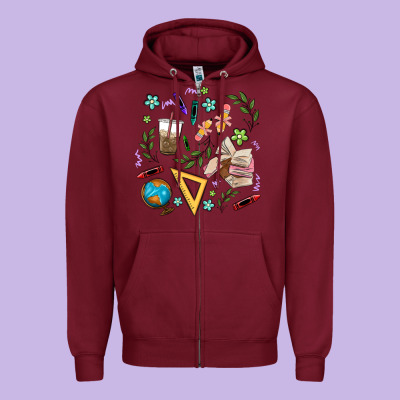 Teacher Tools Zipper Hoodie Designed By Maliassmallbusiness