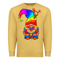 Antique Gold LGBTQ+ Pride Gnome With Heart Balloon Premium Sweatshirt - BundleAndBundleShop