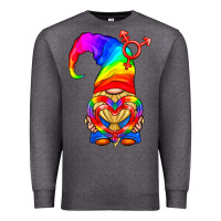 Charcoal Heather LGBTQ+ Pride Gnome With Heart Balloon Premium Sweatshirt - BundleAndBundleShop