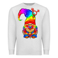 Oatmeal Heather LGBTQ+ Pride Gnome With Heart Balloon Premium Sweatshirt - BundleAndBundleShop