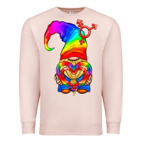 Pale Pink LGBTQ+ Pride Gnome With Heart Balloon Premium Sweatshirt - BundleAndBundleShop