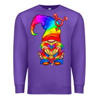 Purple LGBTQ+ Pride Gnome With Heart Balloon Premium Sweatshirt - BundleAndBundleShop