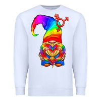 White LGBTQ+ Pride Gnome With Heart Balloon Premium Sweatshirt - BundleAndBundleShop