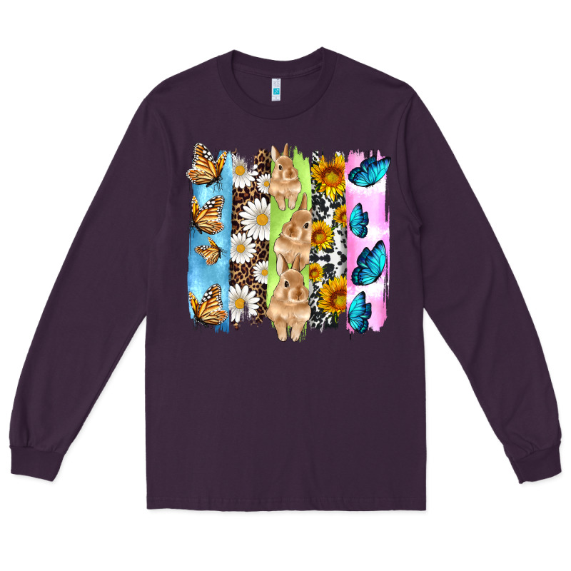 Easter Bunny Butterfly Daisy And Sunflower With Cowhide And  Leopard B Long Sleeve Tee by Artiststas | Teevron