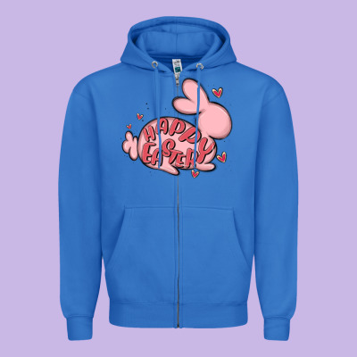 Happy Easter Zipper Hoodie Designed By Maliassmallbusiness