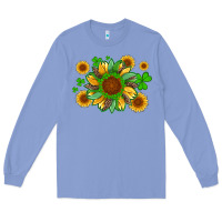Colony Blue st patricks sunflowers with shamrock and glitters with leopard Long Sleeve Tee - Artiststas