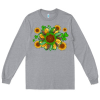 Heather Grey st patricks sunflowers with shamrock and glitters with leopard Long Sleeve Tee - Artiststas
