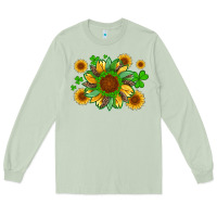 Matcha st patricks sunflowers with shamrock and glitters with leopard Long Sleeve Tee - Artiststas