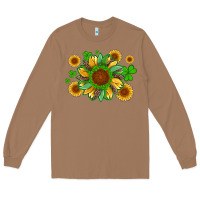 Toasted Coconut st patricks sunflowers with shamrock and glitters with leopard Long Sleeve Tee - Artiststas