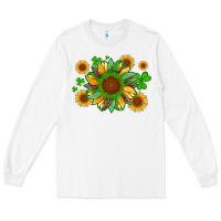 White st patricks sunflowers with shamrock and glitters with leopard Long Sleeve Tee - Artiststas
