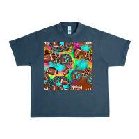 Midnight Navy football tie dye gemstone sunflower seamless pattern Urban Heavy Tee - JahusDesignShop
