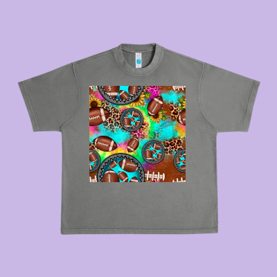 Football Tie Dye Gemstone Sunflower Seamless Pattern Urban Heavy Tee Designed By Jahusdesignshop