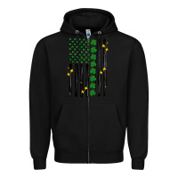 Black shamrock usa flag Zipper Hoodie - MaliasSmallBusiness