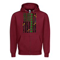 Burgundy shamrock usa flag Zipper Hoodie - MaliasSmallBusiness