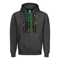 Charcoal Heather shamrock usa flag Zipper Hoodie - MaliasSmallBusiness