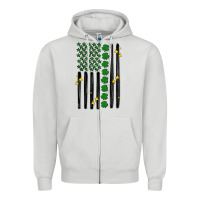 Dove Grey shamrock usa flag Zipper Hoodie - MaliasSmallBusiness