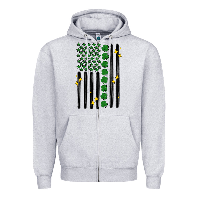 Shamrock Usa Flag Zipper Hoodie by MaliasSmallBusiness | Teevron