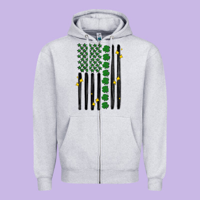 Shamrock Usa Flag Zipper Hoodie Designed By Maliassmallbusiness