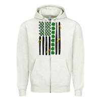 Oatmeal Heather shamrock usa flag Zipper Hoodie - MaliasSmallBusiness