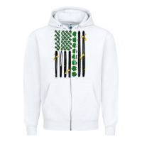 White shamrock usa flag Zipper Hoodie - MaliasSmallBusiness