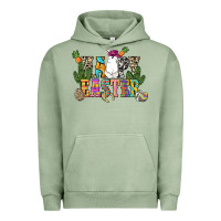Pigment Oil Green Happy Easter with cowboy Easter Day Urban Hoodie - HowdyJamesFarm