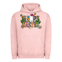 Pigment Salmon Happy Easter with cowboy Easter Day Urban Hoodie - HowdyJamesFarm