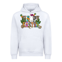 White Happy Easter with cowboy Easter Day Urban Hoodie - HowdyJamesFarm