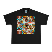 Black football cowhide sunflower seamless pattern Urban Heavy Tee - JahusDesignShop