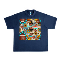 Football Cowhide Sunflower Seamless Pattern Urban Heavy Tee | Teevron