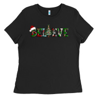 Black believe Christmas tree Ladies Tee - AdoDesignShop