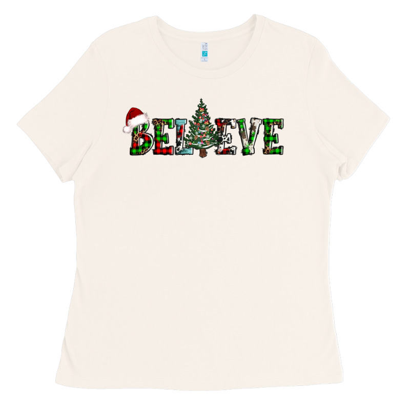 Believe Christmas Tree Ladies Tee by AdoDesignShop | Teevron