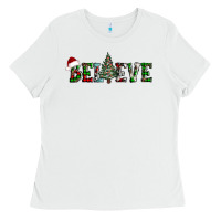 White believe Christmas tree Ladies Tee - AdoDesignShop