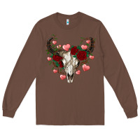 Chestnut valentine's bull skull Long Sleeve Tee - AdoDesignShop