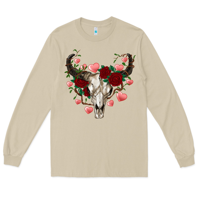 Valentine's Bull Skull Long Sleeve Tee by AdoDesignShop | Teevron