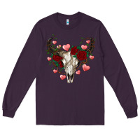 Plum valentine's bull skull Long Sleeve Tee - AdoDesignShop