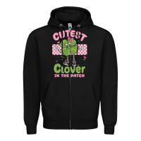 Black cutest clover in the patch Zipper Hoodie - MaliasSmallBusiness