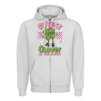Dove Grey cutest clover in the patch Zipper Hoodie - MaliasSmallBusiness