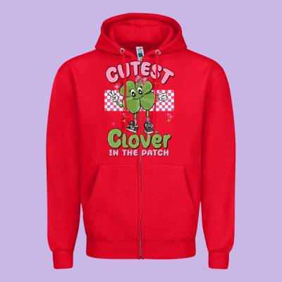 Cutest Clover In The Patch Zipper Hoodie Designed By Maliassmallbusiness