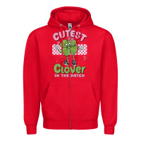 Red cutest clover in the patch Zipper Hoodie - MaliasSmallBusiness