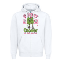 White cutest clover in the patch Zipper Hoodie - MaliasSmallBusiness