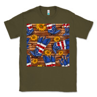 Army Green america western boots and sunflower seamless pattern Classic Tee - BundleAndBundleShop
